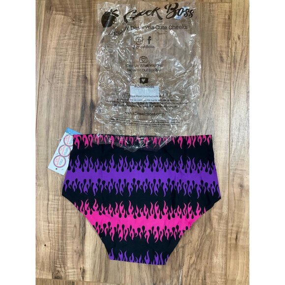 NWT Cheek Boss Purple and Pink fire boyshorts Small - Picture 2 of 5